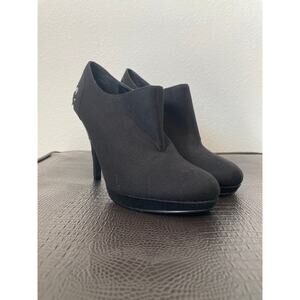 IMPO Black Suede Heeled Ankle Boots